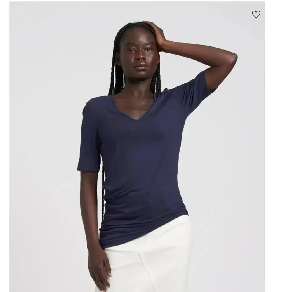 New Universal Standard Genevette jersey navy blue tunic blouse top size S(14) - Picture 3 of 12